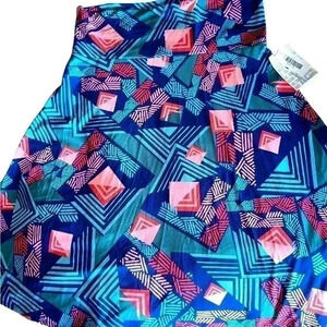 Lularoe‎ Blue XL Geometric a line Azure Skirt . NWT. Pink , coral, turquoise .